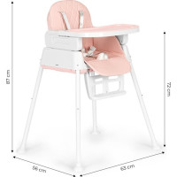 ECOTOYS Jedálenská stolička 3v1 ružová
