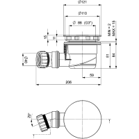 Polysan Vaničkový sifón, priemer 90mm, DN40, krytka čierna mat 17911B
