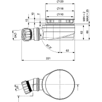 Polysan Vaničkový sifón, priemer 90mm, DN40, nízky, krytka nerez lesk 17916