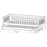 Detská posteľ z masívu borovice CALI s prístelkou a šuplíky - 200x90 cm - BIELA
