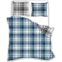 Flanelové obliečky PURE FLANNEL Check - modré / šedé - 140x200 cm