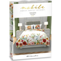 Saténové obliečky NOBILE Lúčne kvety - biele - 220x200 cm