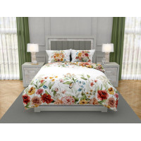 Saténové obliečky NOBILE Lúčne kvety - biele - 220x200 cm