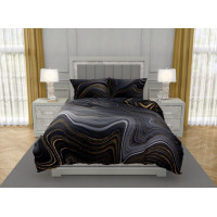 Saténové obliečky NOBILE MIneral - čierne / zlaté - 220x200 cm