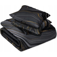 Saténové obliečky NOBILE MIneral - čierne / zlaté - 220x200 cm