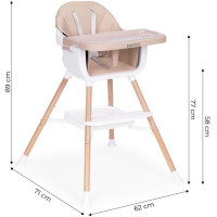 ECOTOYS Jedálenská stolička 2v1 Béžová