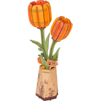 ROBOTIME Rowood 3D drevené puzzle Oranžové tulipány 76 dielikov