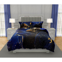 Saténové obliečky NOBILE Marble - tmavo modré - 160x200 cm