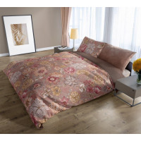 Saténové obliečky NOBILE Retro kvety - hnedé - 160x200 cm