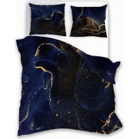 Saténové obliečky NOBILE Marble - tmavo modré - 140x200 cm