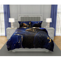 Saténové obliečky NOBILE Marble - tmavo modré - 140x200 cm