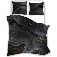 Saténové obliečky NOBILE MIneral - čierne / zlaté - 140x200 cm