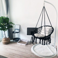 Závesné hojdacie BOHO kreslo s vankúšom - čierne / šedé