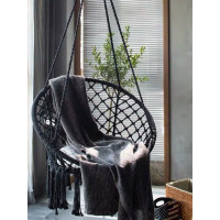 Závesné hojdacie BOHO kreslo s vankúšom - čierne / šedé