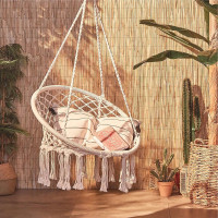 Závesné hojdacie BOHO kreslo - ecru