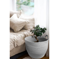 Sada BOHO košov z morskej trávy - 3 kusy - šedá