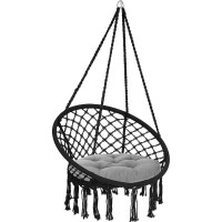 Závesné hojdacie BOHO kreslo s vankúšom - čierne / šedé