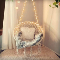 Závesné hojdacie BOHO kreslo - ecru