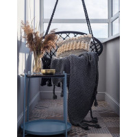 Závesné hojdacie BOHO kreslo s vankúšom - čierne / šedé