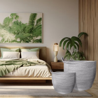 Sada BOHO košov z morskej trávy - 3 kusy - šedá