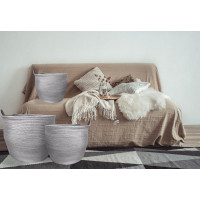 Sada BOHO košov z morskej trávy - 3 kusy - šedá