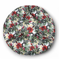 Vodeodolný sedací MAXI vankúš 100x15 cm do závesného kresla - červené kvety / sivý