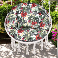 Vodeodolný sedací MAXI vankúš 100x15 cm do závesného kresla - červené kvety / sivý
