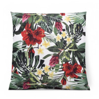 Vodeodolný sedací MAXI vankúš 100x15 cm do závesného kresla - červené kvety / sivý