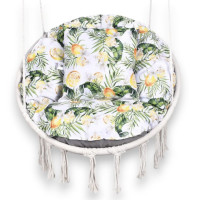 Vodeodolný sedací MAXI vankúš 100x15 cm do závesného kresla - citróny/sivý