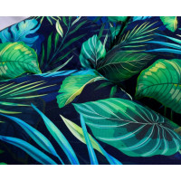 Vodeodolný sedací MAXI vankúš 100x15 cm do závesného kresla - exotické listy / tmavomodrý