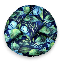 Vodeodolný sedací MAXI vankúš 100x15 cm do závesného kresla - exotické listy / tmavomodrý