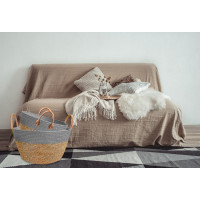 Súprava BOHO košov z morskej trávy - 3 kusy - prírodná/sivá