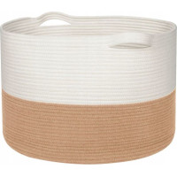 Bavlnený kôš BOHO - 55 cm - prírodný/biely