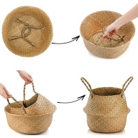 BOHO kôš z morskej trávy - 32x28 cm - prírodný/biely