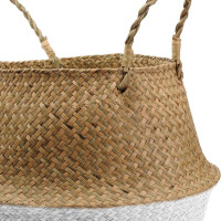 BOHO kôš z morskej trávy - 32x28 cm - prírodný/biely