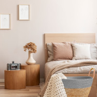 Súprava BOHO košov z morskej trávy - 3 kusy - prírodná/sivá