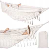 Pletená hojdacia sieť BOHO - ecru