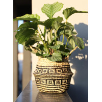BOHO Ethnic kôš z morskej trávy - 25x28 cm - prírodný/čierny