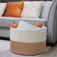 Bavlnený kôš BOHO - 55 cm - prírodný/biely