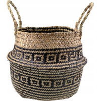 BOHO Ethnic kôš z morskej trávy - 25x28 cm - prírodný/čierny