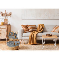 Súprava BOHO košov z morskej trávy - 3 kusy - prírodná/sivá
