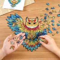 RoboTime Drevené puzzle Sova