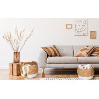 Súprava BOHO košov z morskej trávy - 2 kusy - prírodná/biela