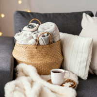 Sada BOHO košov z morskej trávy - 3 kusy - prírodná