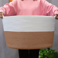 Bavlnený kôš BOHO - 55 cm - prírodný/biely