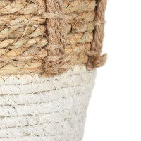 Súprava BOHO košov z morskej trávy - 2 kusy - prírodná/biela