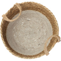 Súprava BOHO košov z morskej trávy - 2 kusy - prírodná/biela