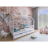 Detská domčeková posteľ LILIE so šuplíkmi - 200x90 cm, biela