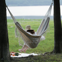 Pletená hojdacia sieť BOHO - ecru