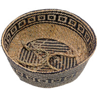 BOHO Ethnic kôš z morskej trávy - 25x28 cm - prírodný/čierny
